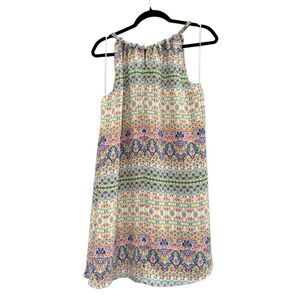 Rachel Ashwell Women's Multi Color Geometric High Neck Mini Dress Size 4